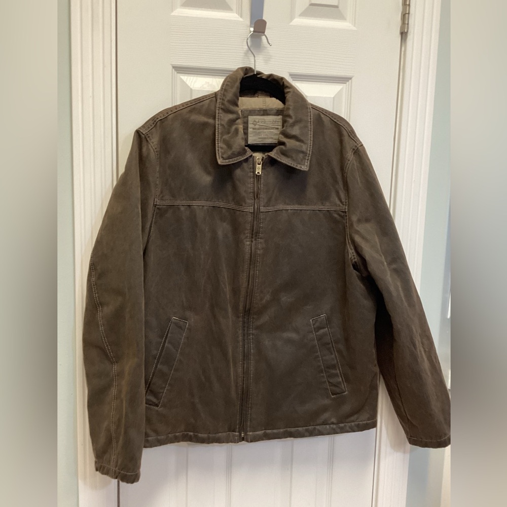 Columbia XL faux leather jacket distressed zip up quilted mens active outdoor